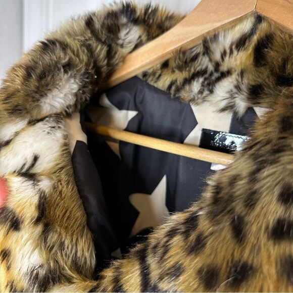 MOTHER Leopard Print Faux Fur The Boxy Crop Jacket Sz XS Streetwear Glam Chic - Picture 7 of 10